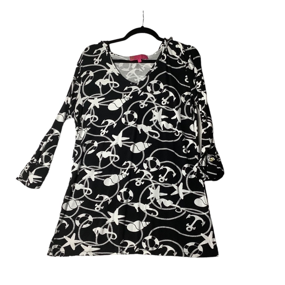 Macbethβ Collection Margaret Josephs Nautical Beach Coverup Hoodie Women Large